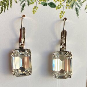 Emerald cut Crystal Drop Earrings